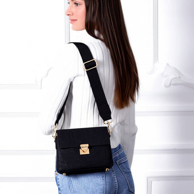 Elegant Solid Cork Crossbody Bag with Golden Lock BAG-2323