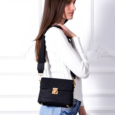 Elegant Solid Cork Crossbody Bag with Golden Lock BAG-2323