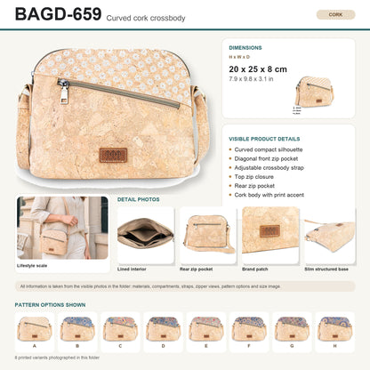 Natural Cork Crossbody Bag with Printed Accent BAGD-659