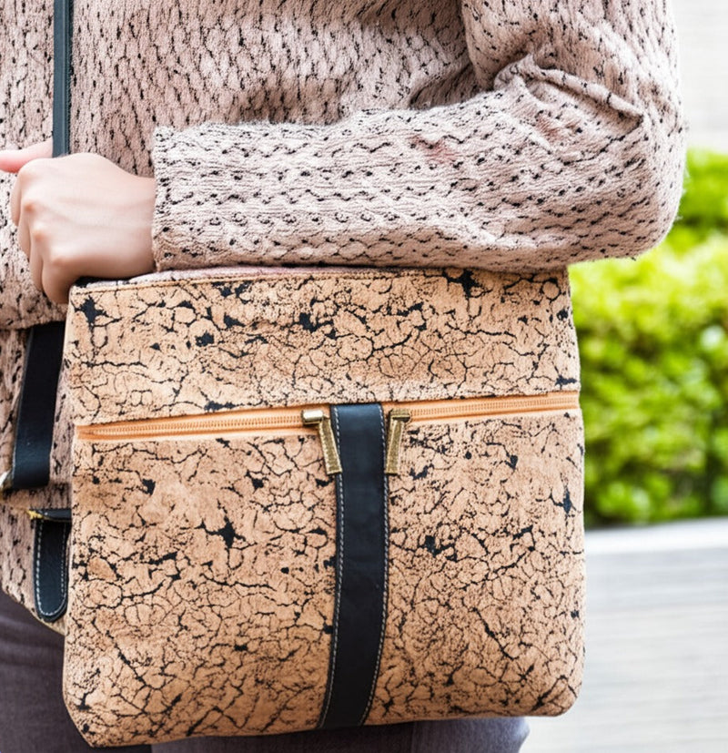 Cork Crossbody Bag with Zipper Detail BAGP-286