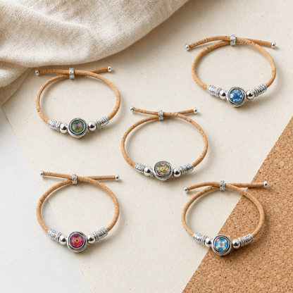 3mm Natural Cork Bracelet with Portuguese-Inspired Cabochon – Handmade in Portugal BR-494-MIX-5