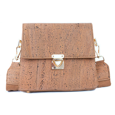 Elegant Solid Cork Crossbody Bag with Golden Lock BAG-2323