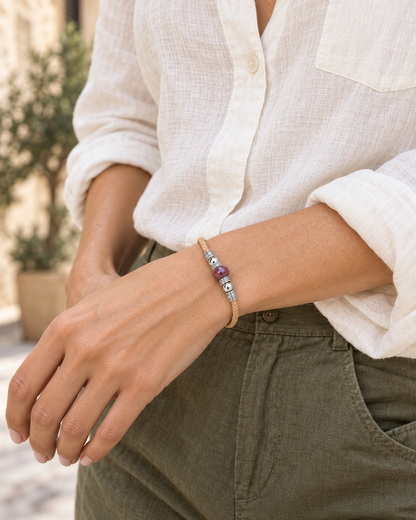 Portuguese Handmade Natural Cork Bracelet with Colorful Beads .BRW-024-MIX-10
