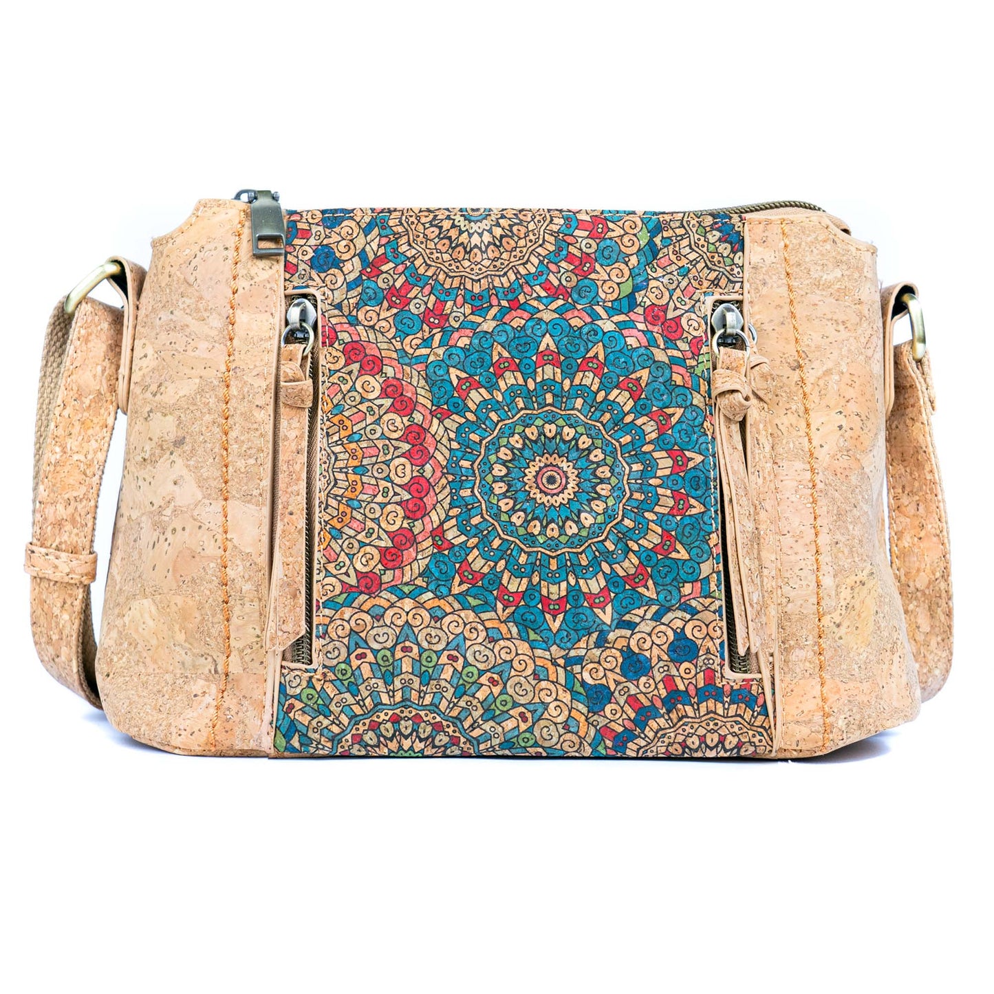 Cork Crossbody Bag – Colorful Tile Pattern BAGD-608