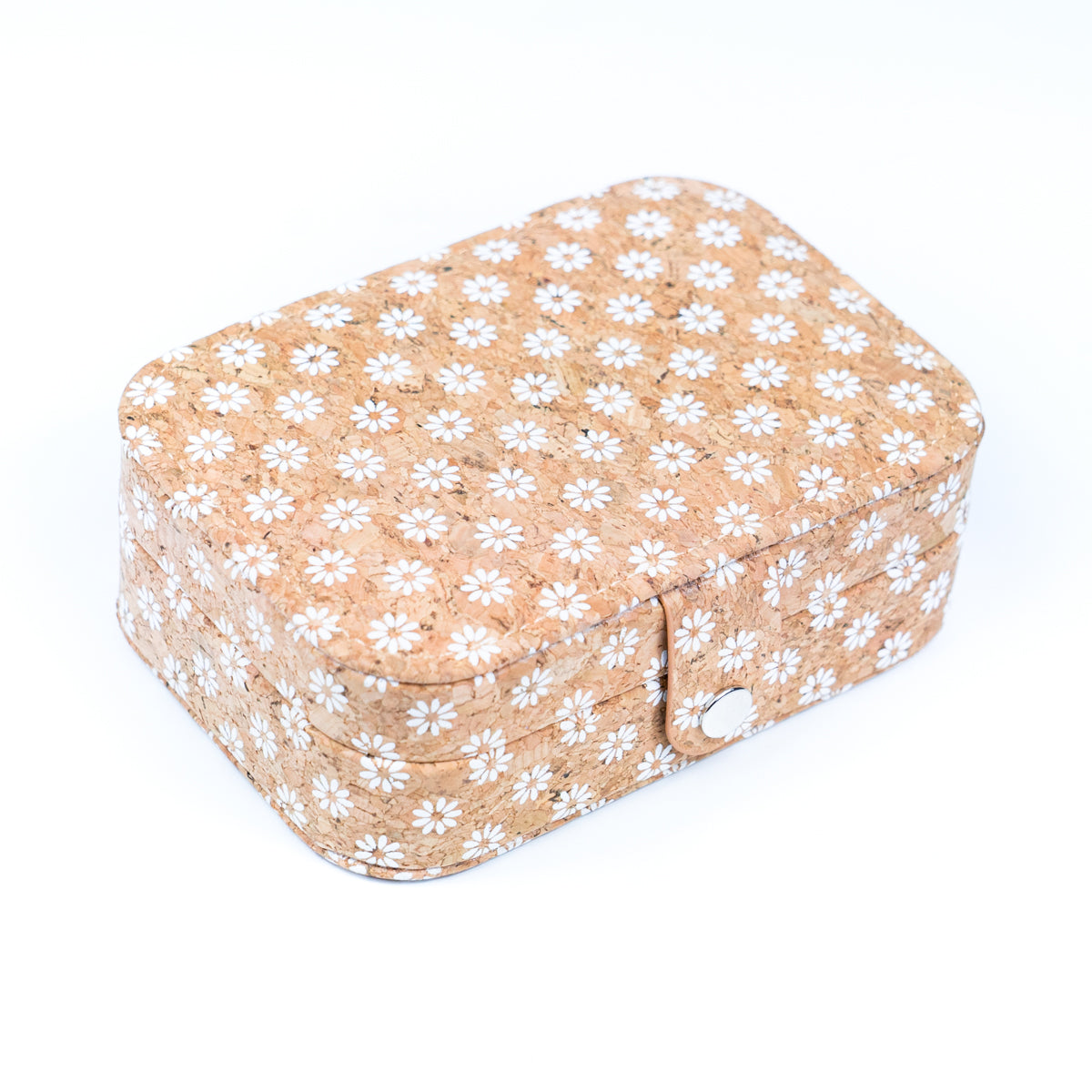 Natural/Golden/Patterned Cork Jewelry Storage Rectangular Box L-1014