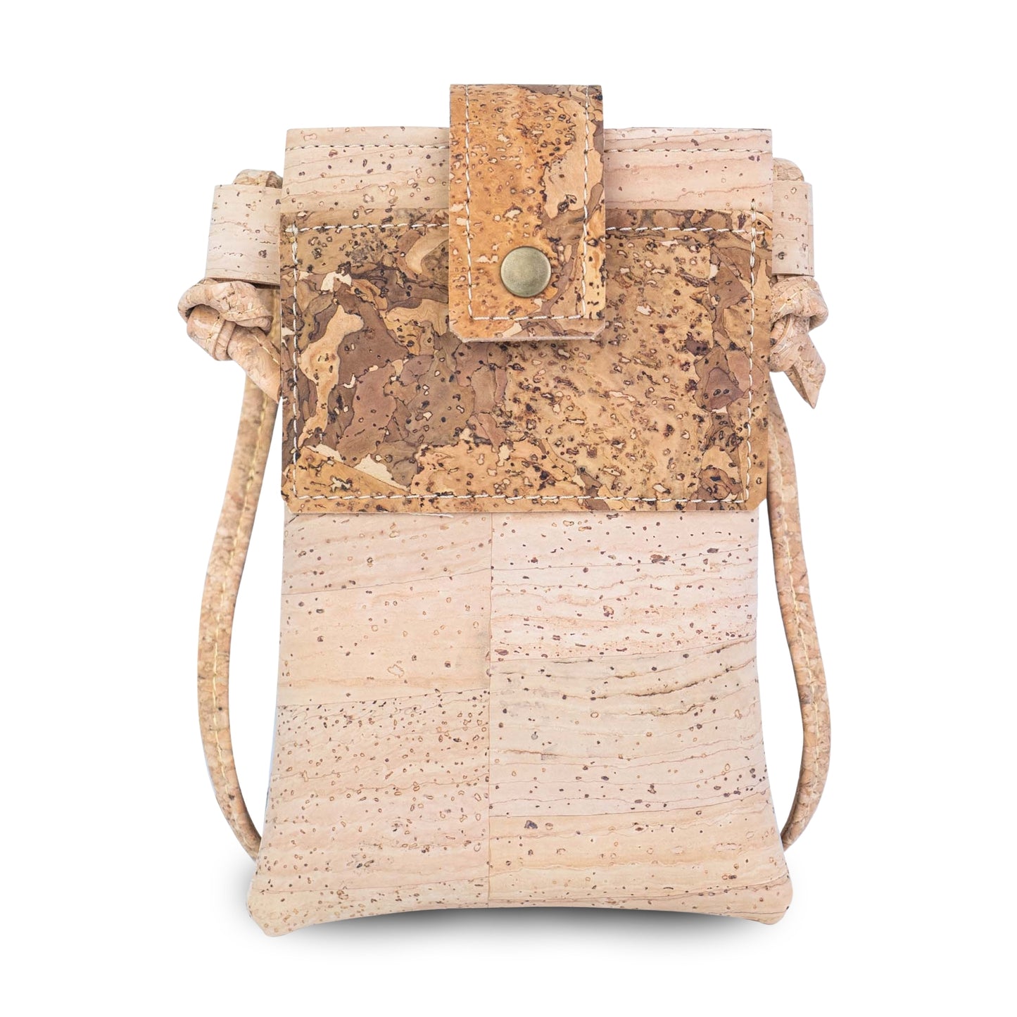 5pcs | Cork Phone Crossbody Bag | Patchwork Flap, Snap Closure & Cork Rope Strap BAGP-371
