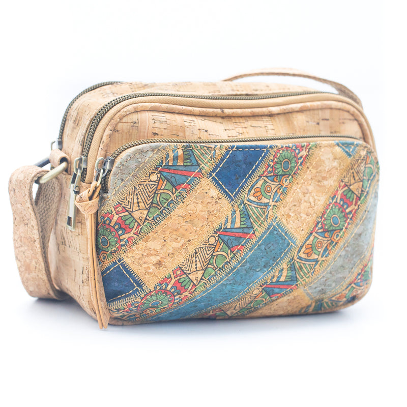 Floral & Mosaic Cork Crossbody Bag – Eco-Friendly & Stylish BAGF-057