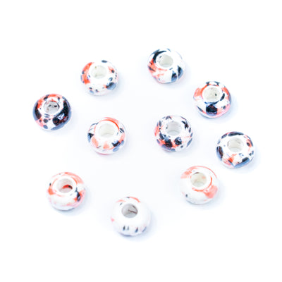 10pcs colourful and shiny ceramic beads, 5 different colours for 5mm cord D-5-5-261