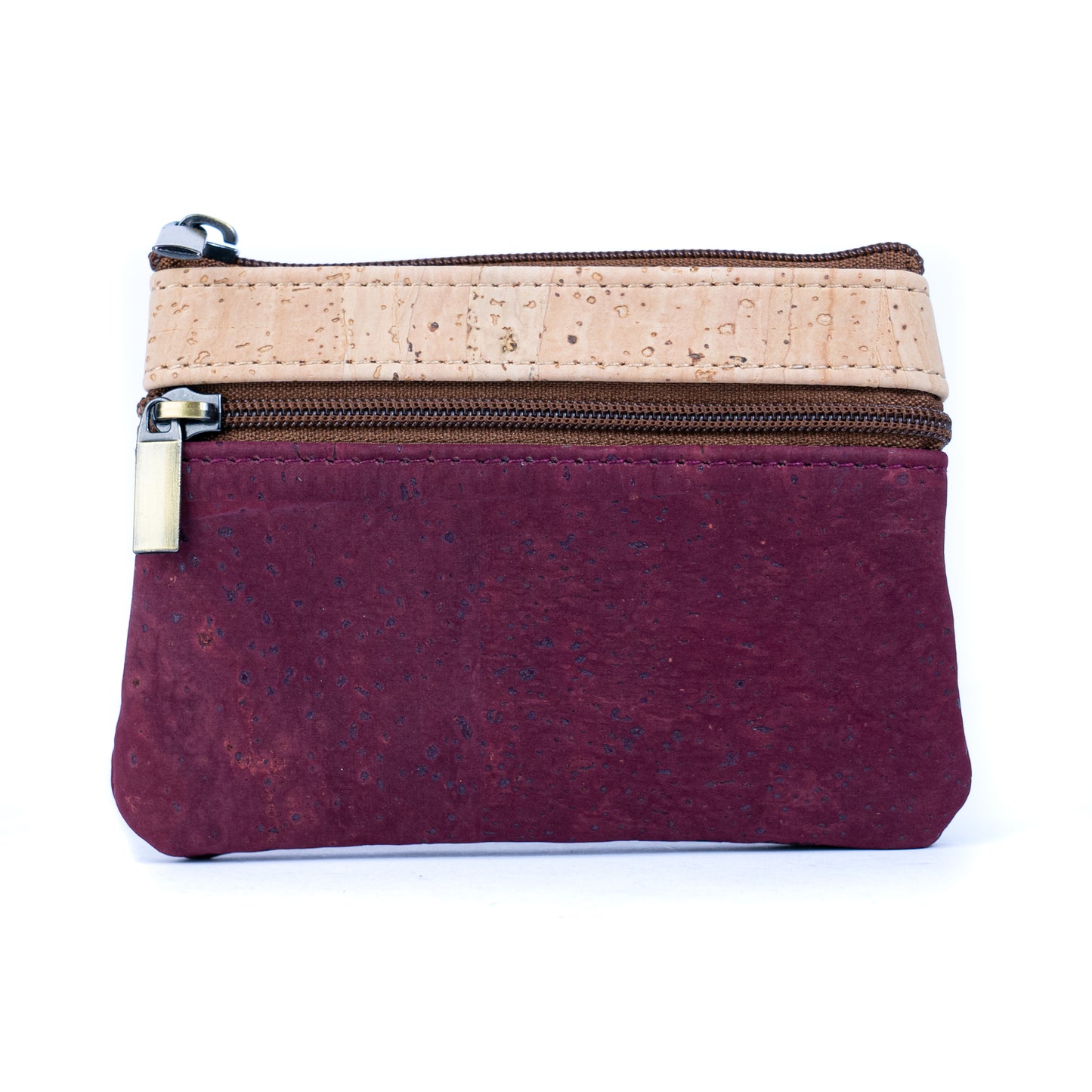 Triple Zipper Cork Coin Purse – Slim & Stylish Women's Wallet BAG-2356