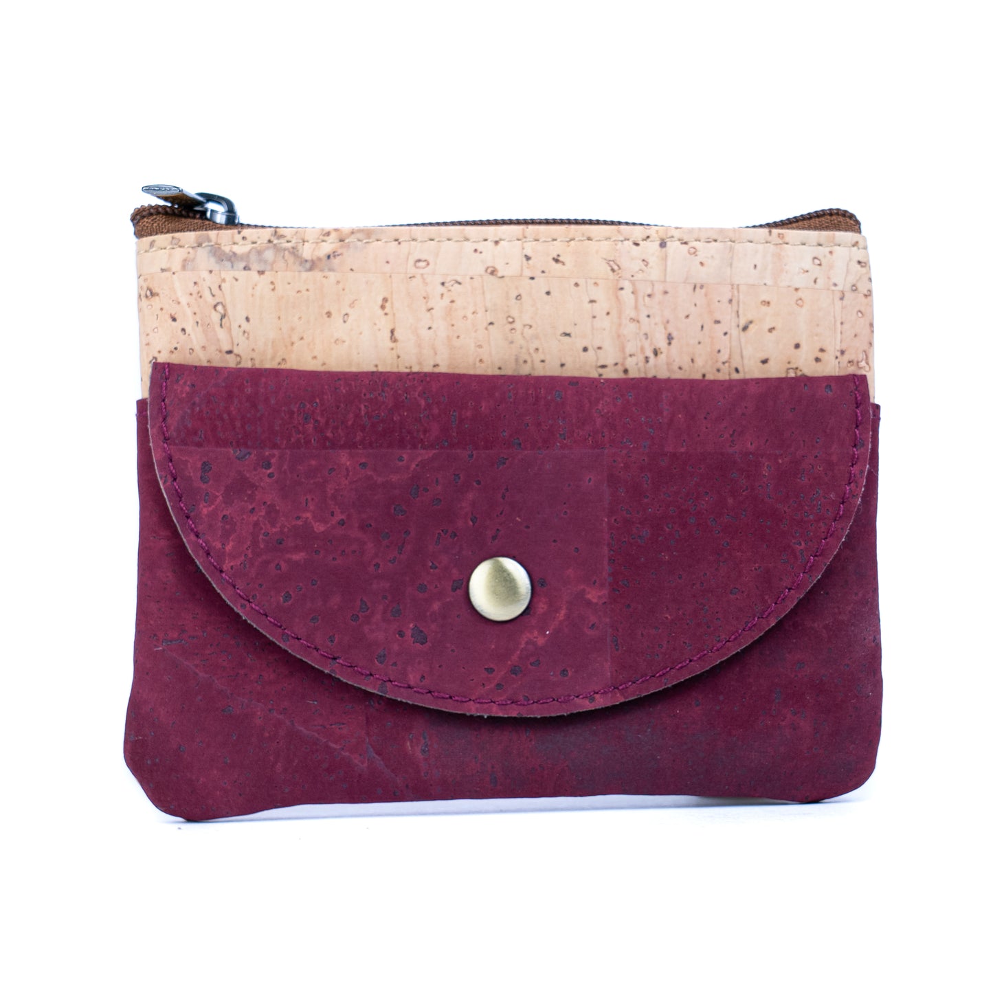 Compact Cork Coin Purse with Snap Pocket with Key Ring BAG-2355