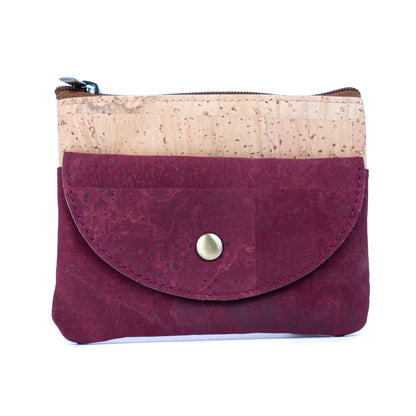 Compact Cork Coin Purse with Snap Pocket with Key Ring BAG-2355