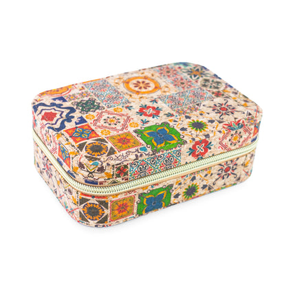 Rectangular Tile Cork Jewelry Box with Mirror L-1225