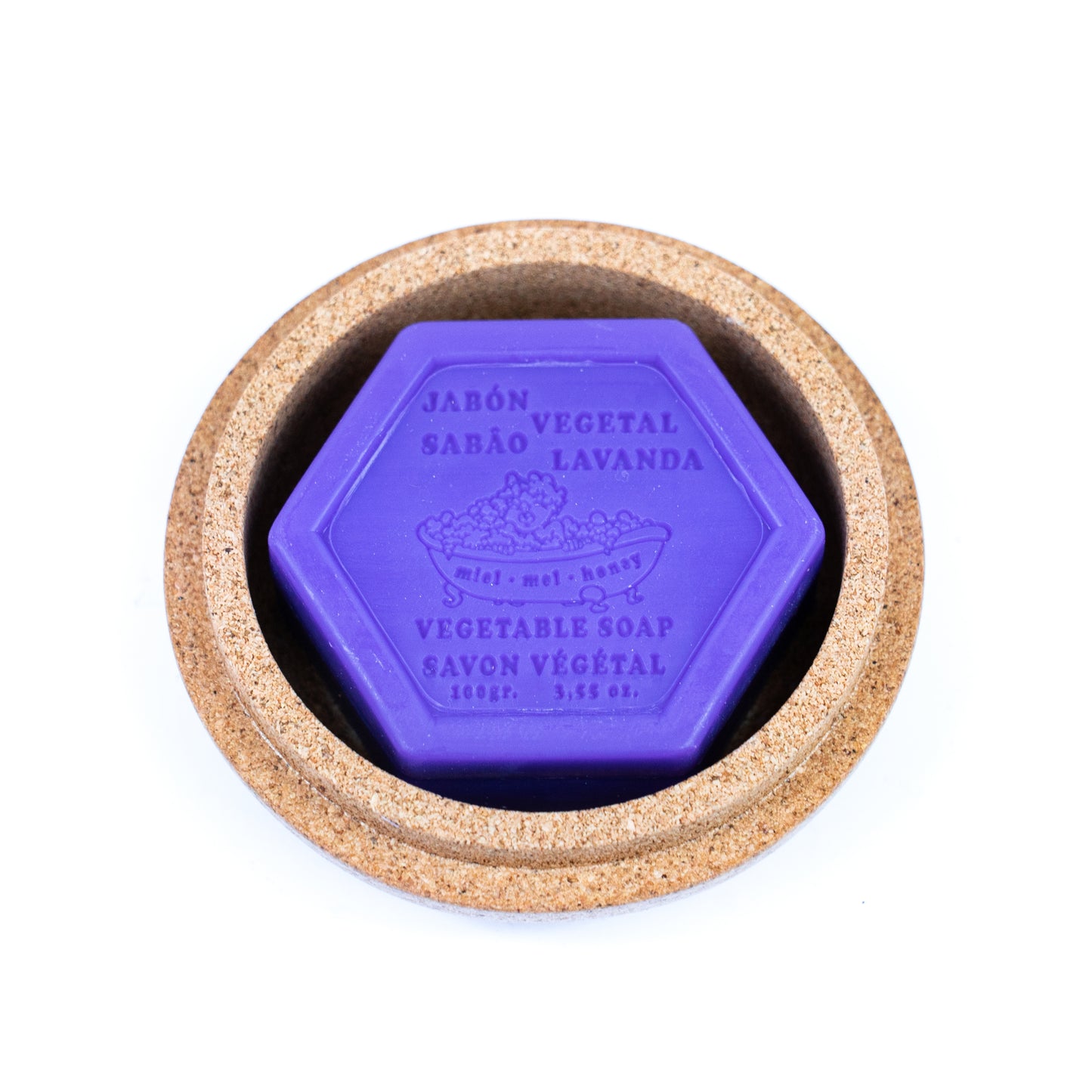 Soothing Lavender Vegetable Soap with Natural Cork Dish L-1046-B
