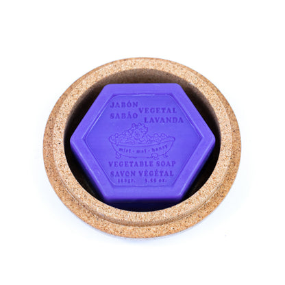 Soothing Lavender Vegetable Soap with Natural Cork Dish L-1046-B