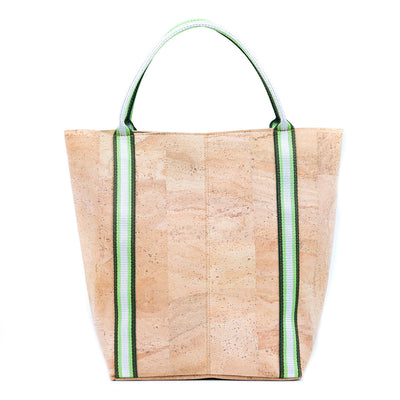 Minimalist Style Ladies' Tote Bag with Natural Cork and Woven Strap BAGP-251