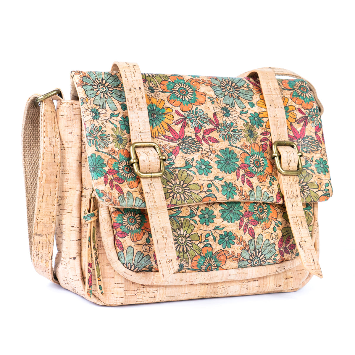 Printed Cork Messenger Crossbody Bag — BAGD-630