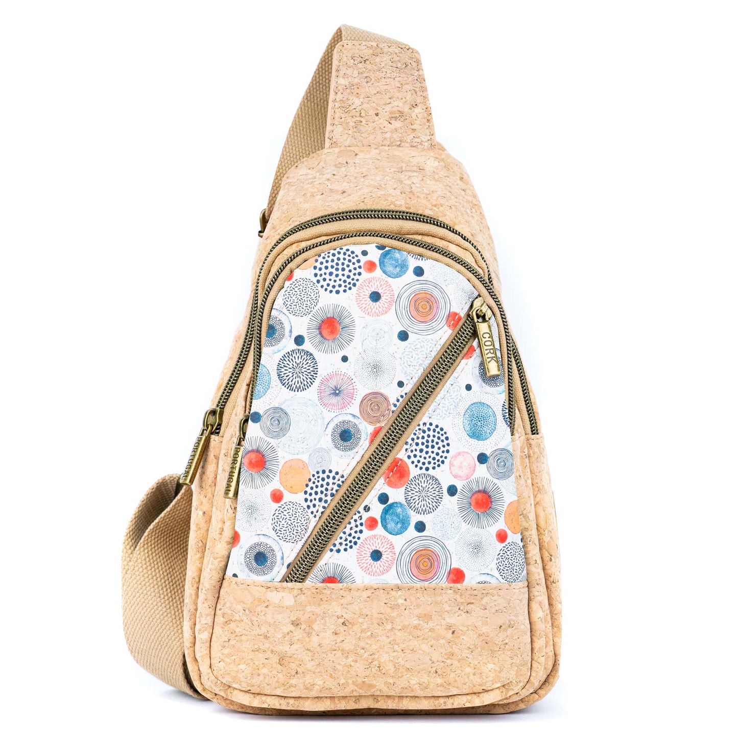 Cork Sling Bag with Printed Front Panel  BAG-2369