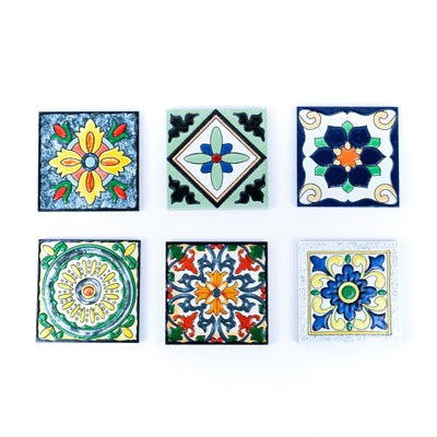 Elegant Portuguese Tile-Inspired Ceramic & Cork Coasters - Set of 6 L-038