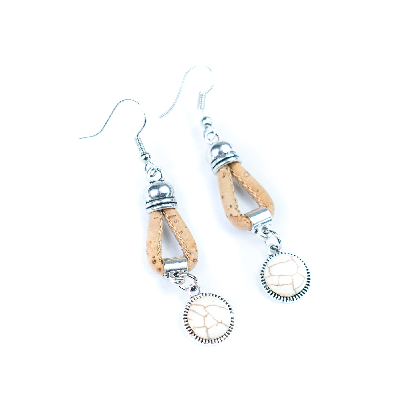 3mm Cork &amp; Turquoise Earrings | 5 Pairs in Matching Color | Handmade in Portugal-ER-207