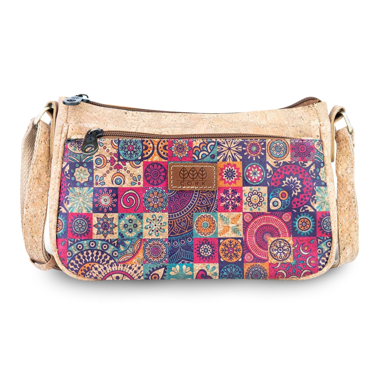 Cork Crossbody Bag with Front Zip Pocket – Adjustable Strap BAGD-653