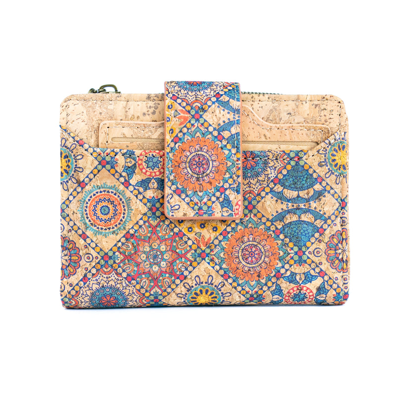 Cork Zipper Wallet – Mosaic and Floral Pattern BAGF-107