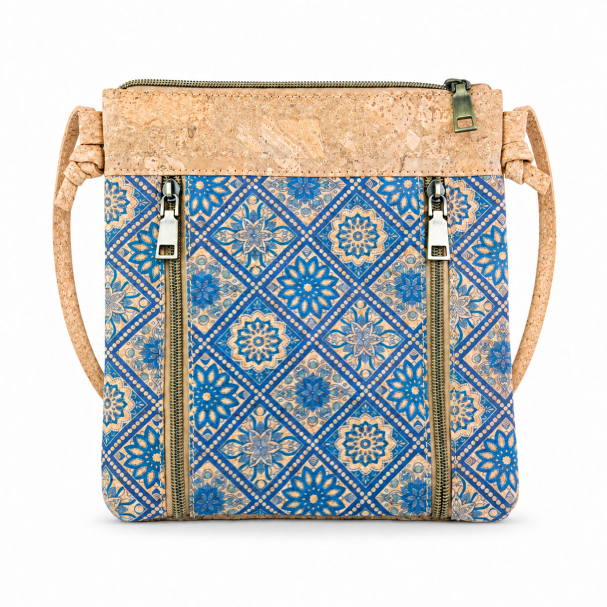 Cork Crossbody Bag with Vertical Front Zips | BAGD-668