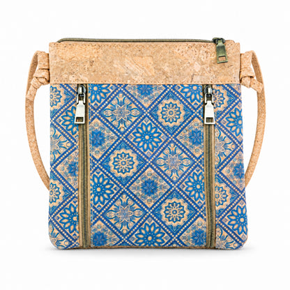 Cork Crossbody Bag with Vertical Front Zips | BAGD-668