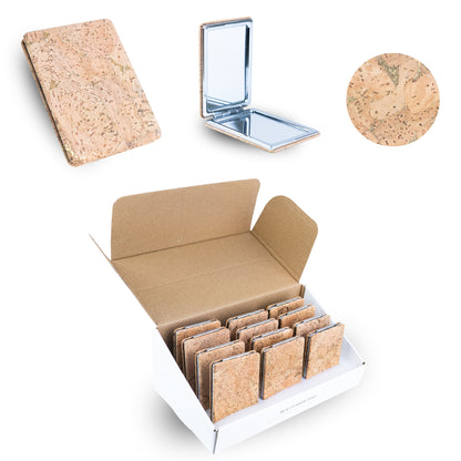 Rectangular Cork Compact Mirror – Double-Sided (12-Pack) L-1209-12