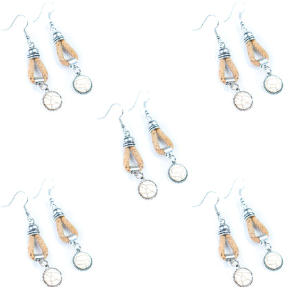 3mm Cork &amp; Turquoise Earrings | 5 Pairs in Matching Color | Handmade in Portugal-ER-207