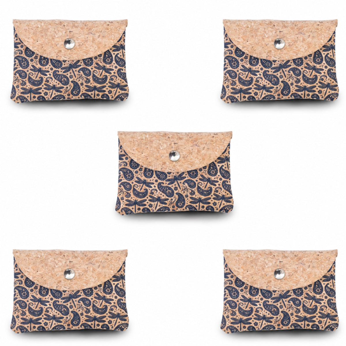 5pcs Natural Cork Coin Purses with Snap Closure BAGP-384