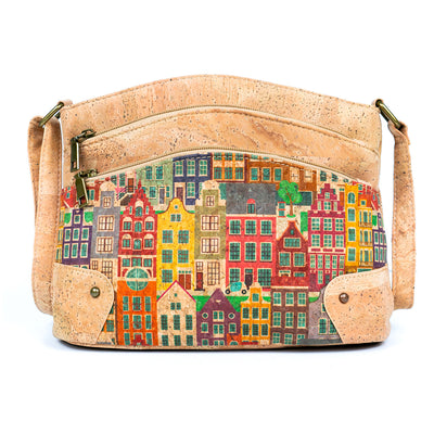 Three-Line Zipper Women's Cork  Crossbody Bag BAG-2284