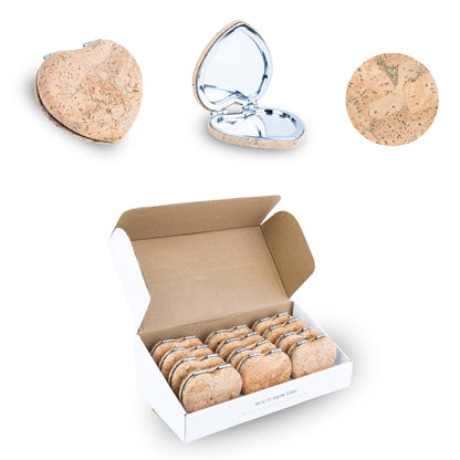 Thick Heart-Shaped Cork Compact Mirror – Double-Sided (12-Pack)L-1212-12