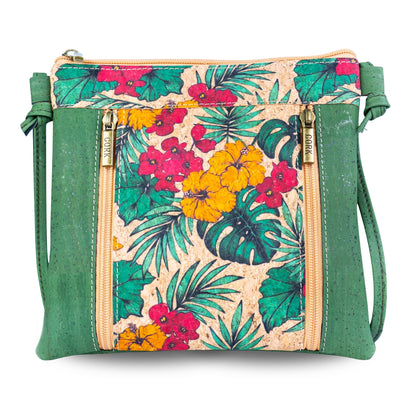 Eco-Friendly Cork Crossbody Bag with Floral Print - Vegan Leather Shoulder Bag - BAGP-342