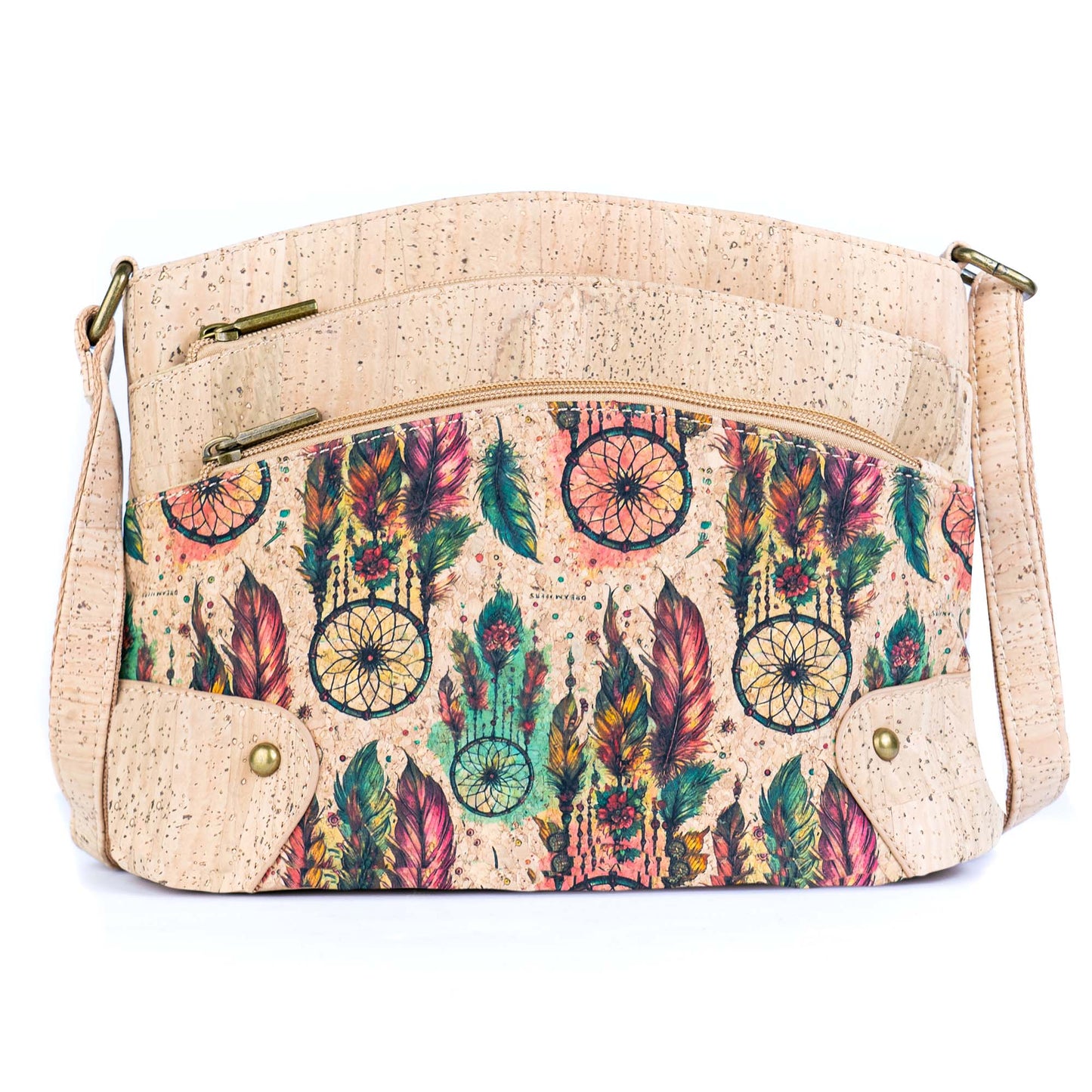 Multi-Pocket Cork Crossbody Bag with Adjustable Shoulder Strap BAG-2394