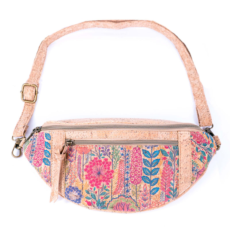 Eco-Friendly Natural Cork Fanny Pack Bag with Adjustable Strap and Printed Patterns BAGD-220