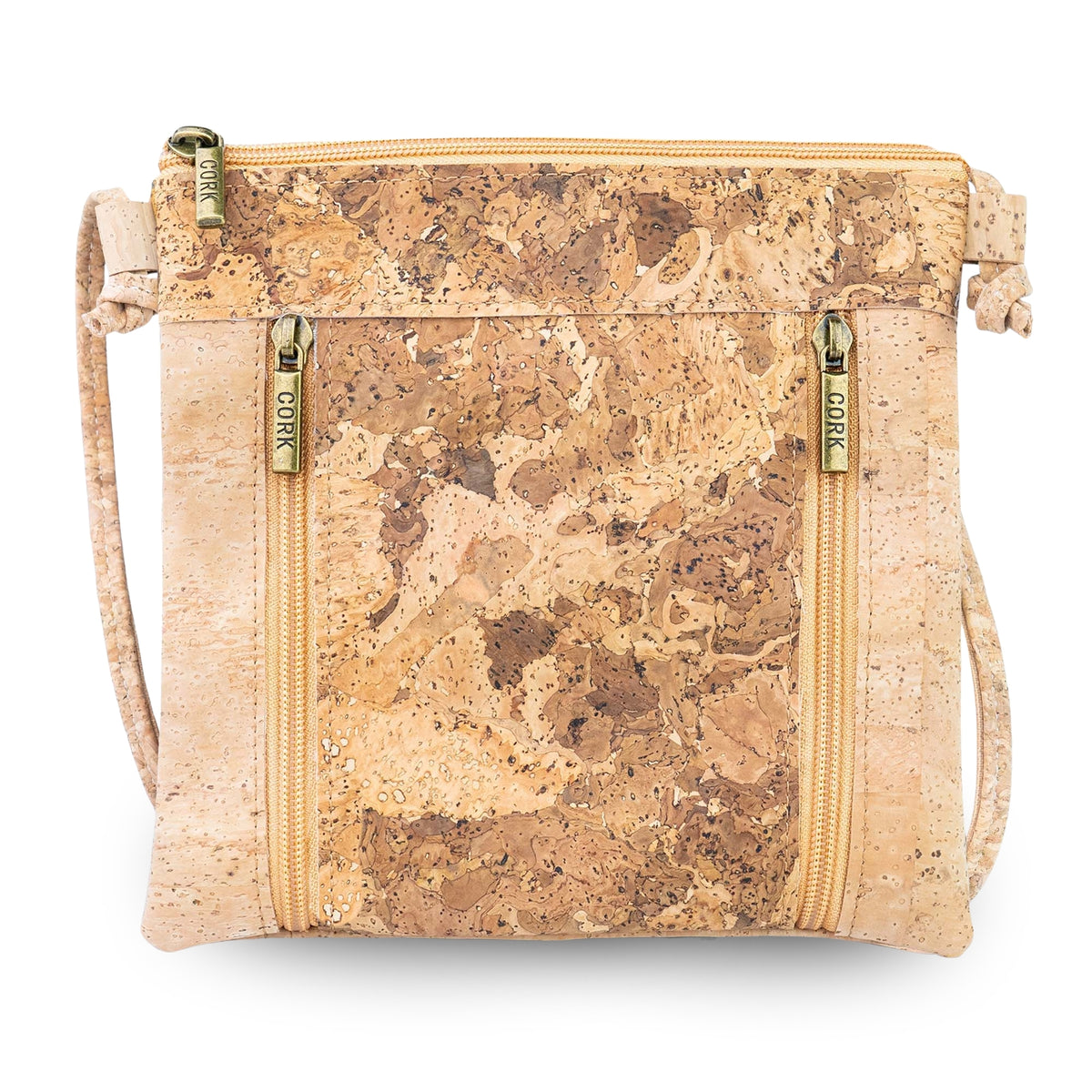 Slim Cork Crossbody Bag with Three Zipped Compartments BAGP-394