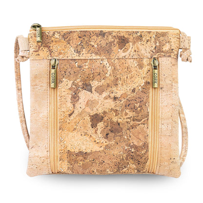 Slim Cork Crossbody Bag with Three Zipped Compartments BAGP-394