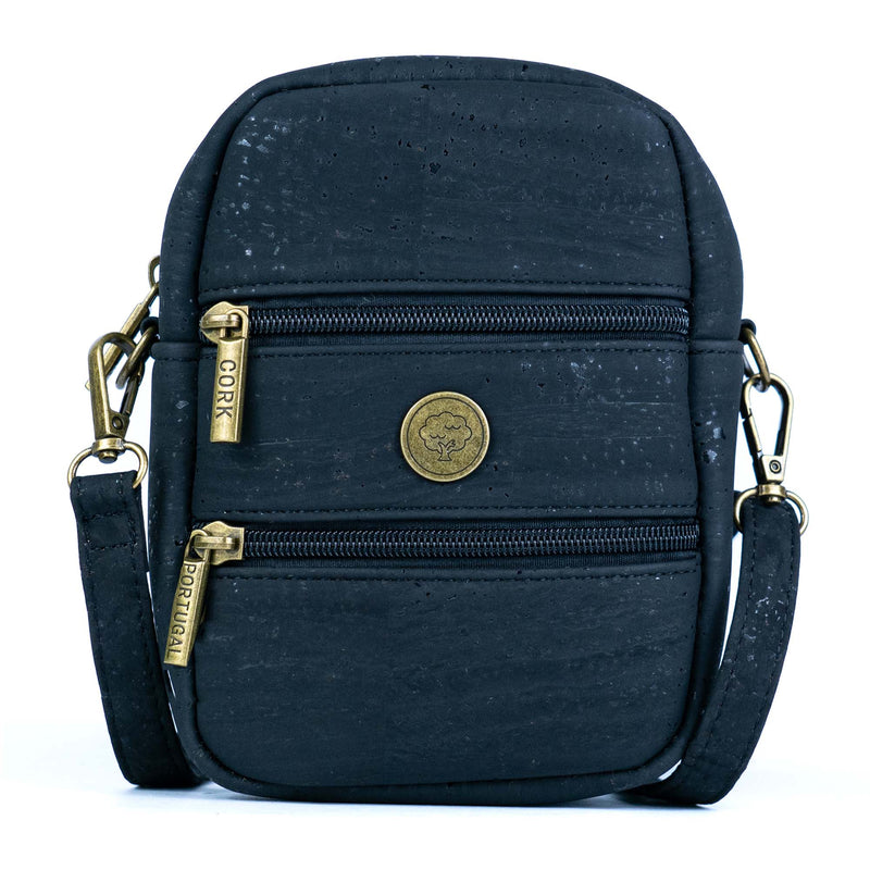 Cork Crossbody Phone Bag – Dual Zipper Vegan Sling Purse BAG-2361