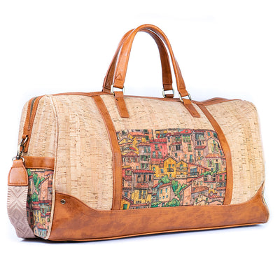 Flash Sales Cityscape Print Cork Unisex Handheld Shoulder Strap Duffel Bag BAGD-547