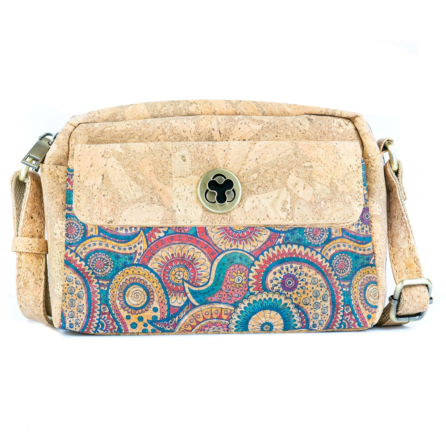 Cork Crossbody Bag Flap, Twist Lock & Dual Compartment BAGD-632