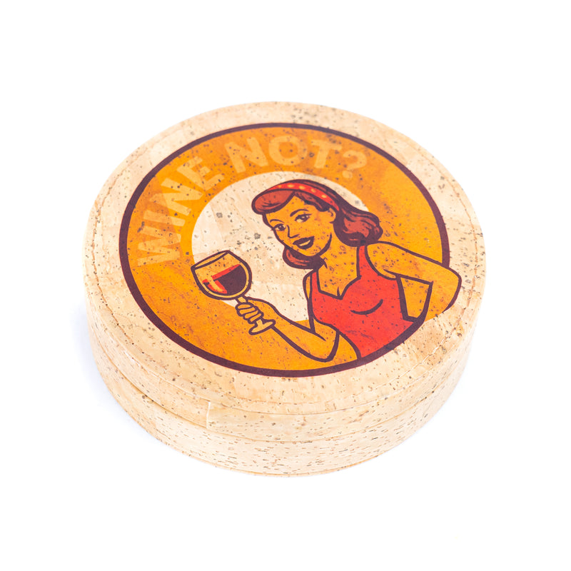 Cork Wine Accessory Gift Set – 4-Piece in Natural Cork Box L-1156