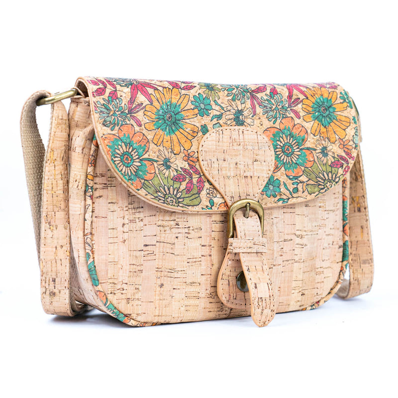 Flash Sale-Floral Printed Cork Crossbody Bag for Women BAGF-091