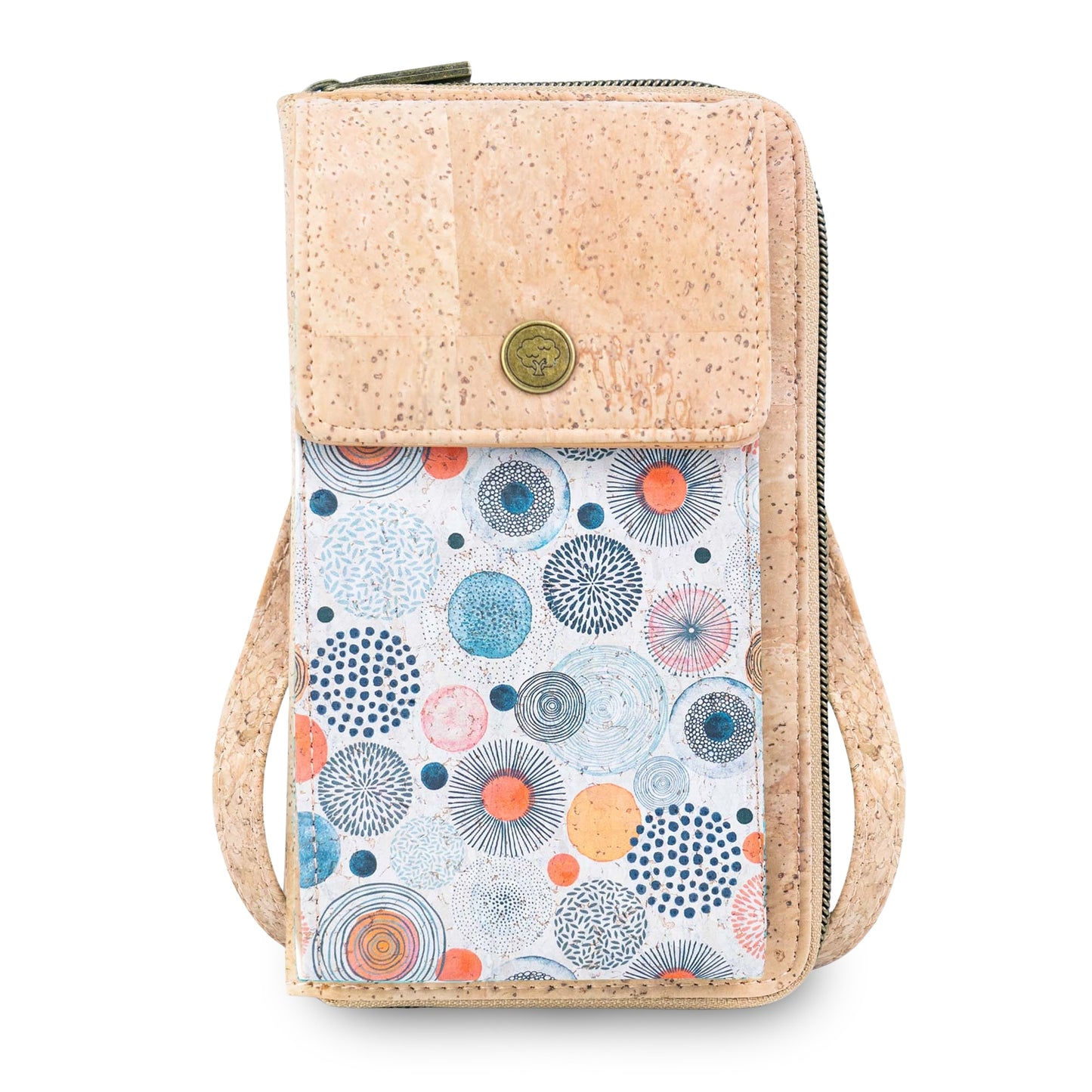 Natural Cork Phone Crossbody Wallet for Women – Floral Print Vegan Crossbody Purse BAGD-2403