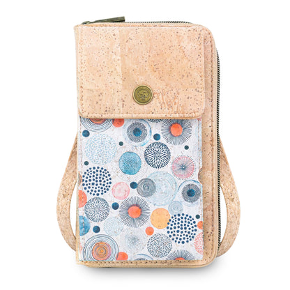 Natural Cork Phone Crossbody Wallet for Women – Floral Print Vegan Crossbody Purse BAGD-2403