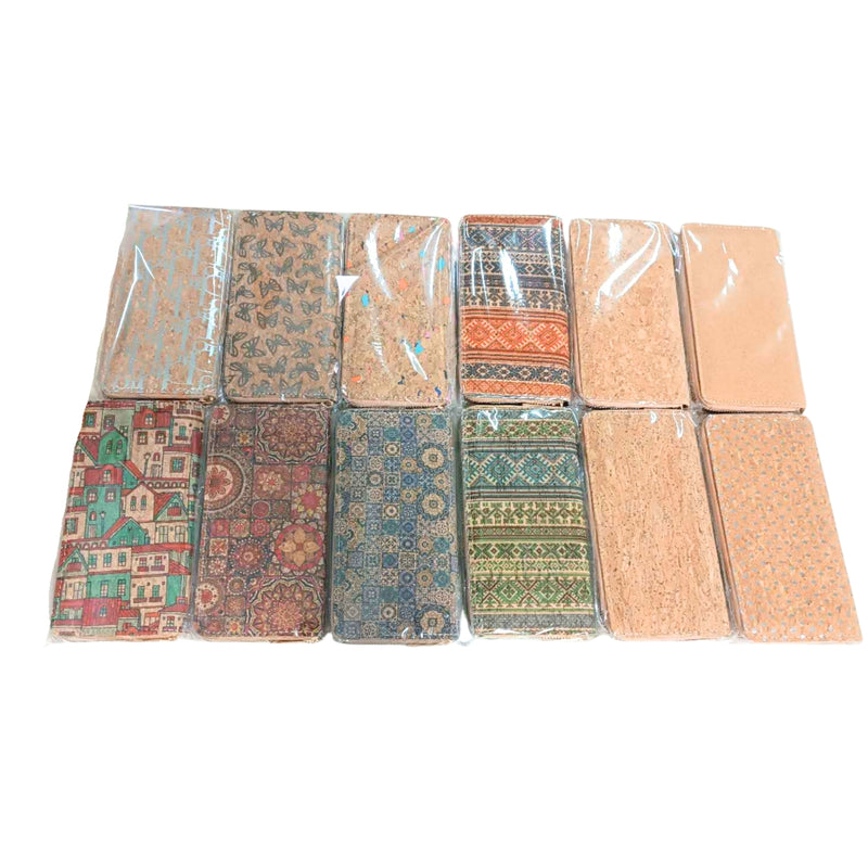 Natural cork with flower pattern zipper women wallet BAGD-589（12units）