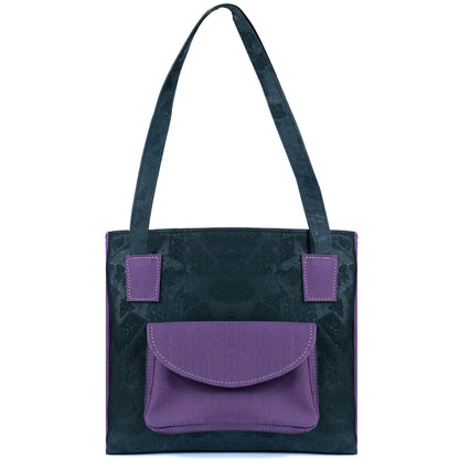 Cork Handbag for Women – Dual Tone Tote with Front Pocket BAGP-310