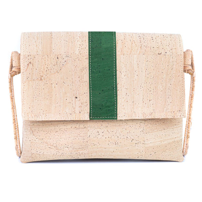 Cork Crossbody Bag with Color Stripe - Vegan Shoulder Bag BAGP-356