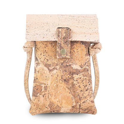 5pcs | Cork Phone Crossbody Bag | Multicolor Patchwork, Snap Closure & Cork Strap BAGP-370