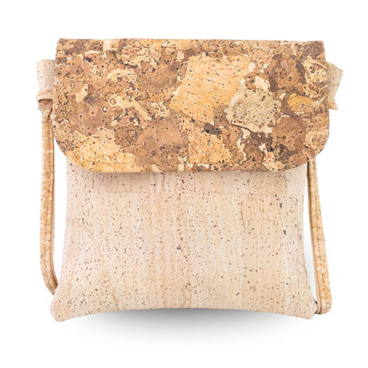 Printed Cork Crossbody Bag with Flap and Zip Closure BAGP-392