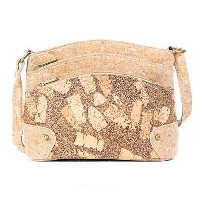 Women's Triple-Zip Crossbody Bag – Crafted from Cork and Coffee Grounds BAG-2340